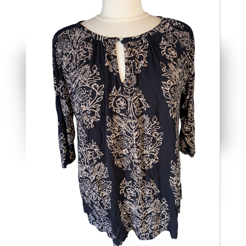 Lucky Brand Elegant Black and Tan Women's Top